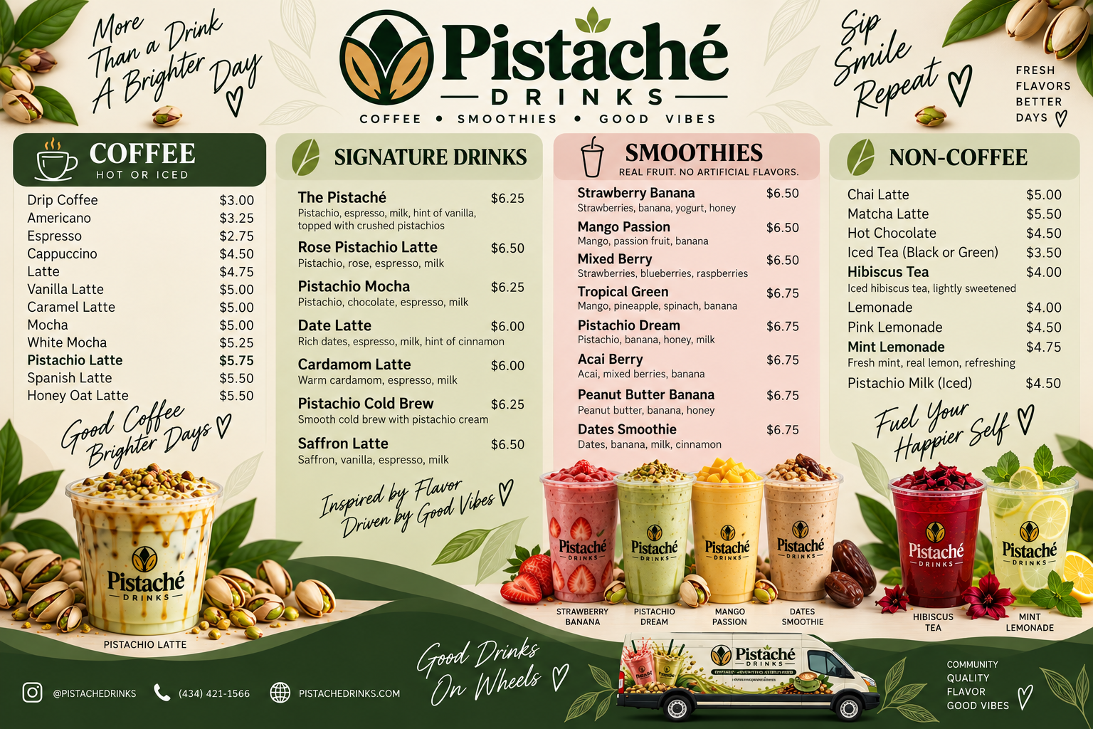 Pistaché Drinks menu preview